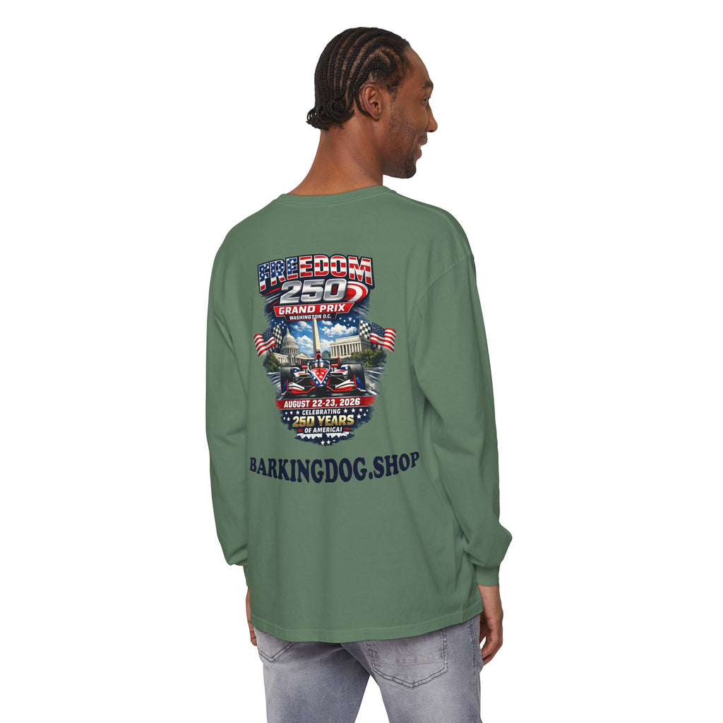 Freedom 250 Grand Prix Long Sleeve T-Shirt — "Wag On" Dog Rally Race Tee