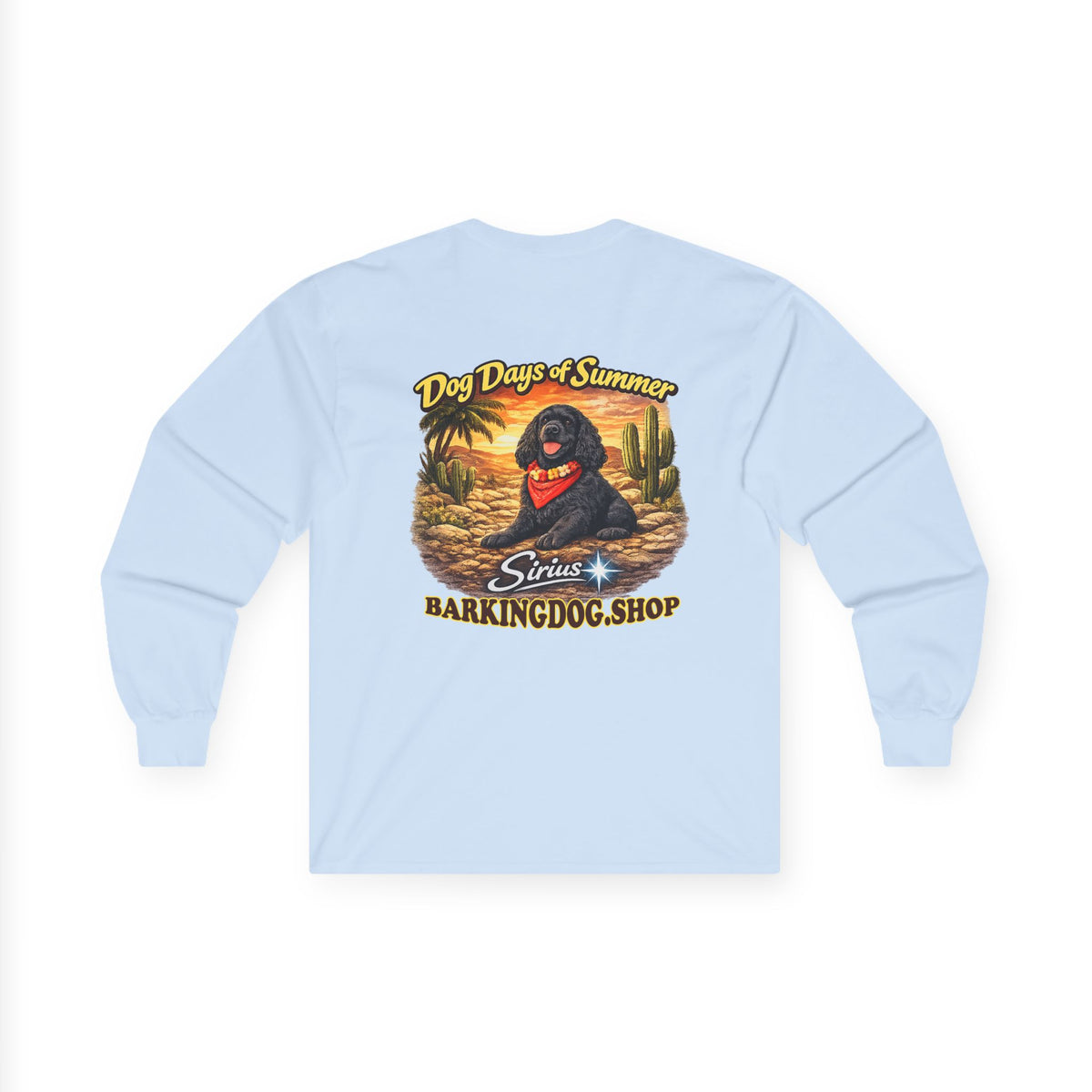Black Cocker Spaniel Dog Days of Summer Cactus Long Sleeve T Shirt Beach Collection Summer Dog Graphic Tee Wag On BarkingDog Shop