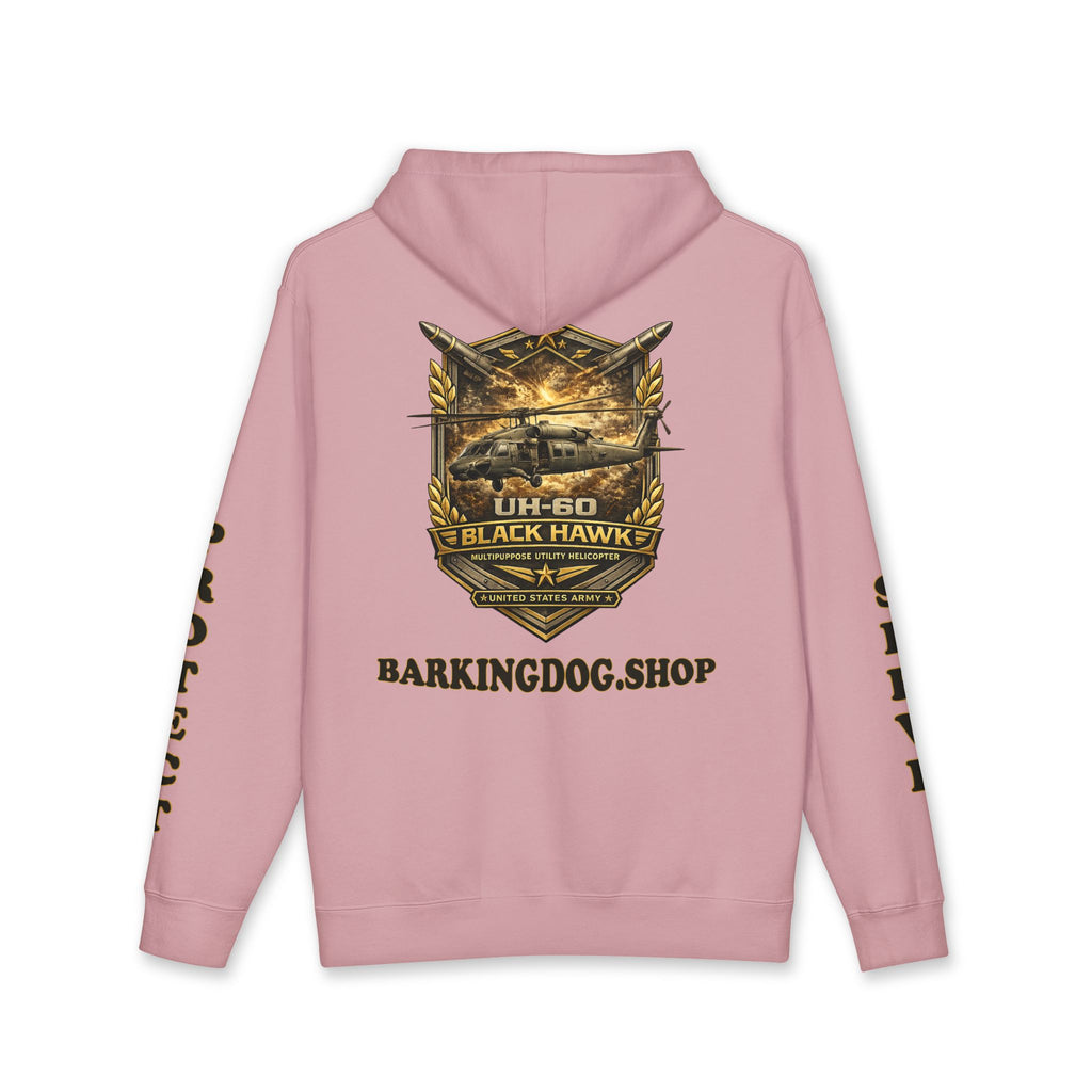 UH-60 Black Hawk Helicopter Hoodie — Barking Dog 'Wag On' Military Army Tribute