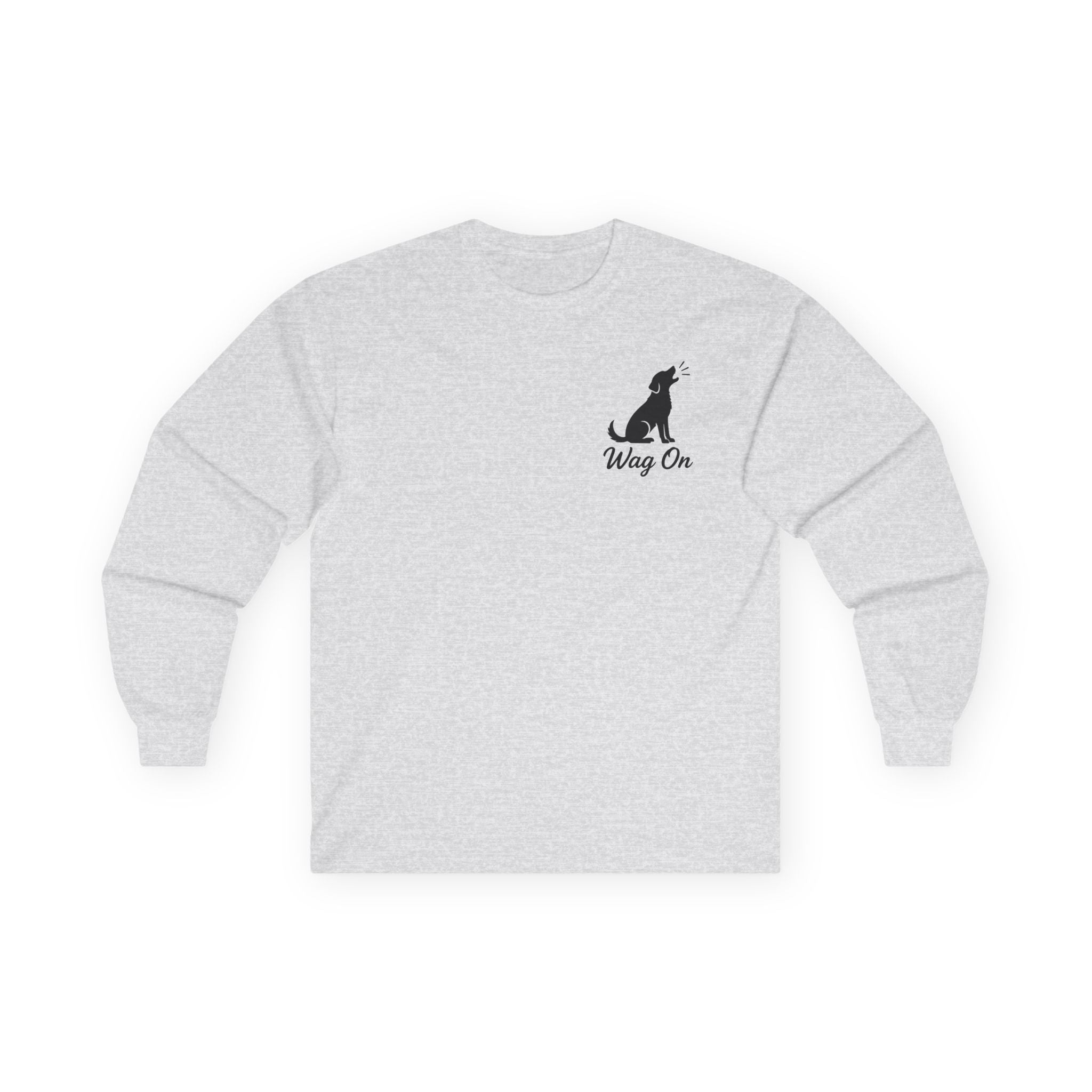 White Long Sleeve Tee — Minimal Text Repeat Graphic