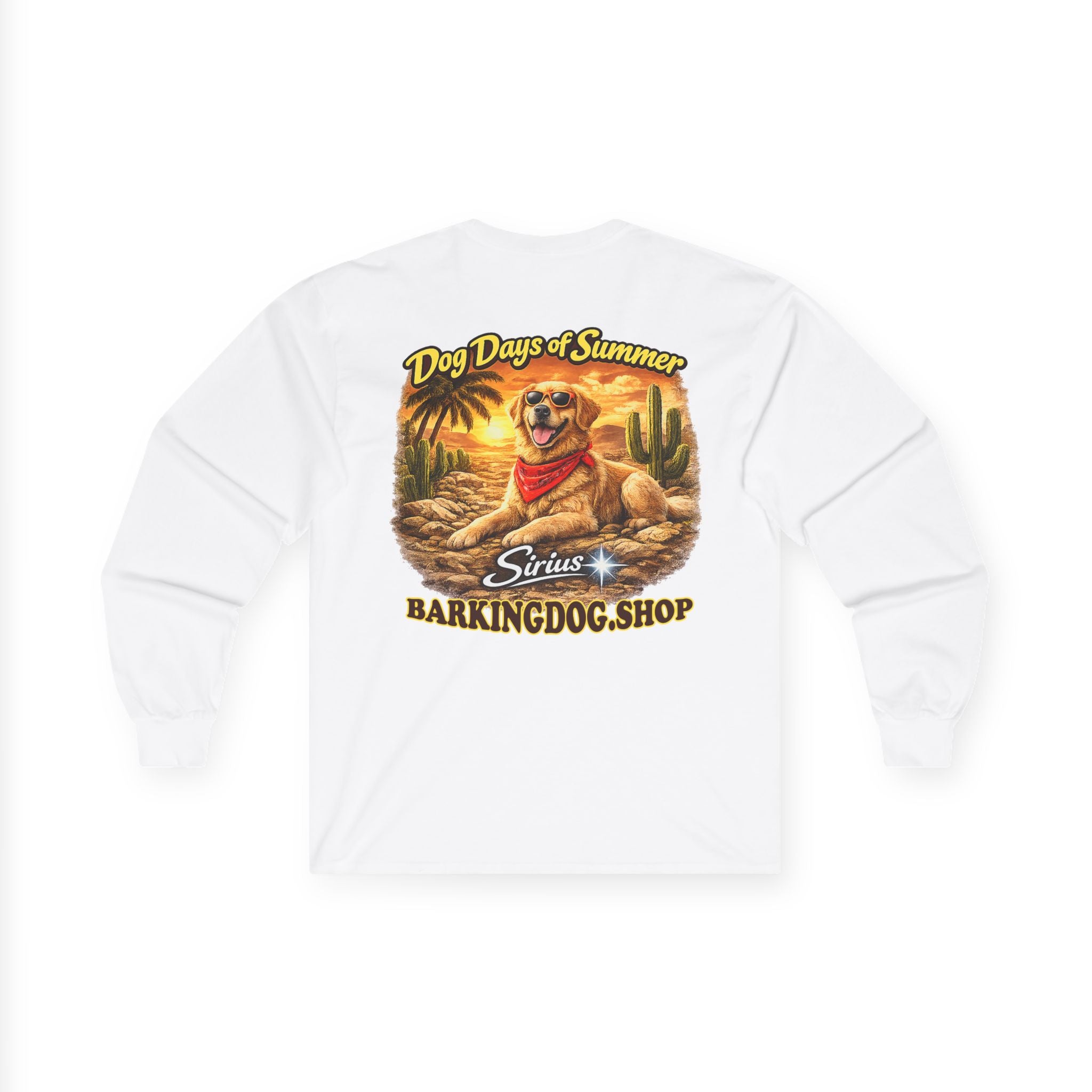 Golden Retriever Dog Days of Summer Beach Chair Long Sleeve T Shirt Beach Collection Relaxing Dog Graphic Tee Wag On BarkingDog Shop