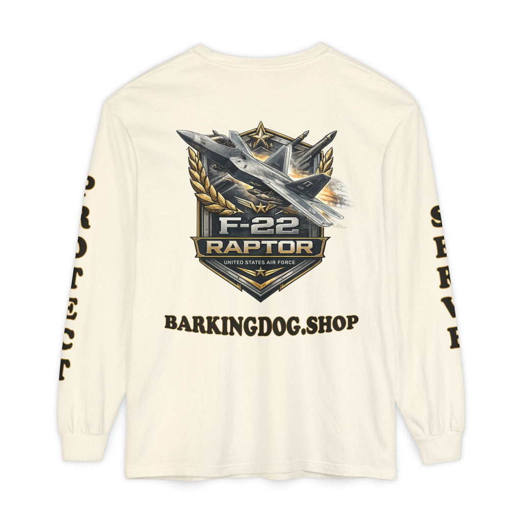 F-22 Raptor Long Sleeve Tee — BarkingDog 'Wag On' Military Air Force Tribute