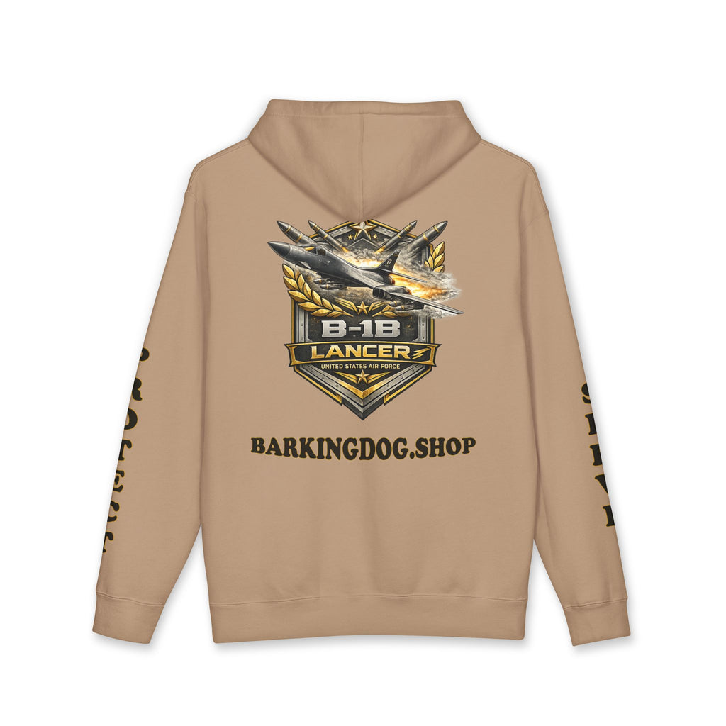 B-1B Lancer Jet Hoodie — Barking Dog 'Wag On' Military Air Force Tribute