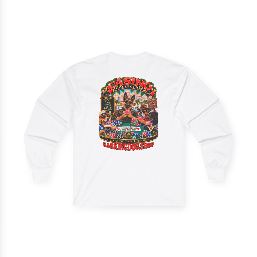 German Shepherd Poker Long Sleeve T Shirt Casino Collection Vintage Casino Dog Graphic Tee Wag On BarkingDog Shop