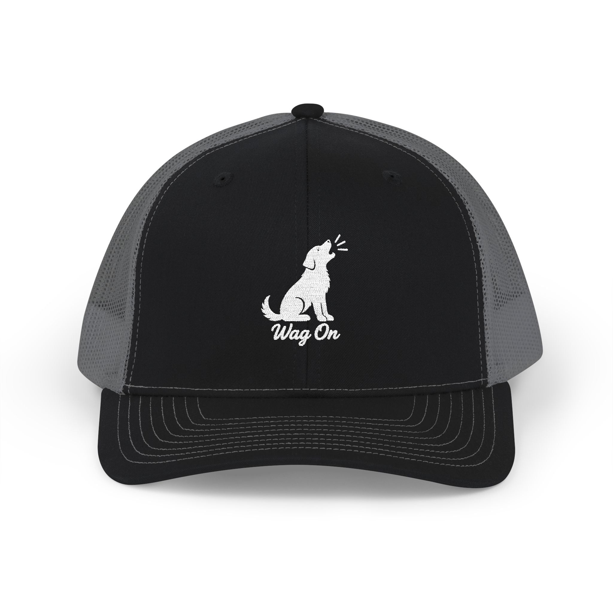 Embroidered Wag On Trucker Cap – Dog Lover Snapback Mesh Hat