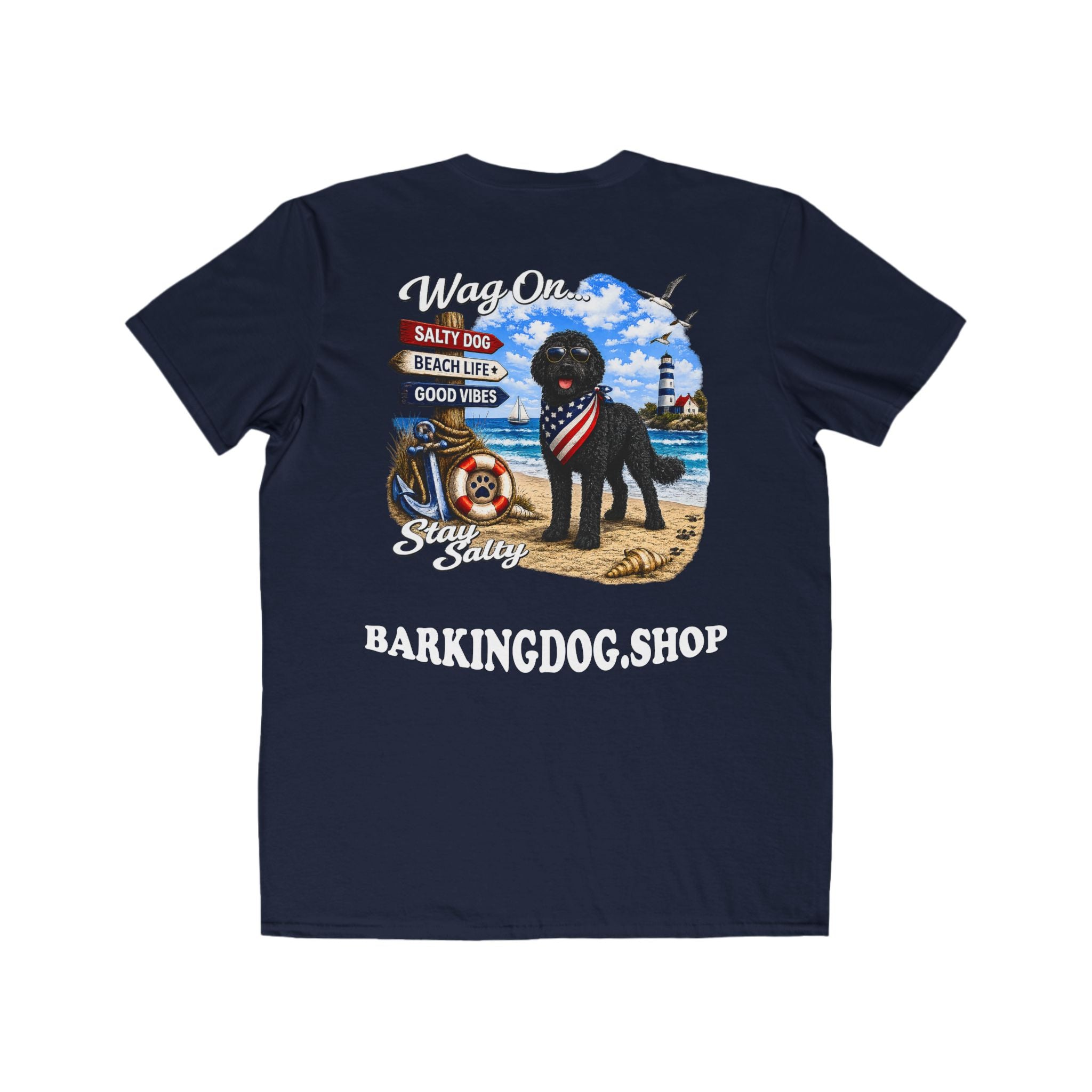 Black Bernedoodle T Shirt Stay Salty Beach Dog Lover Graphic Tee Wag On BarkingDog Shop