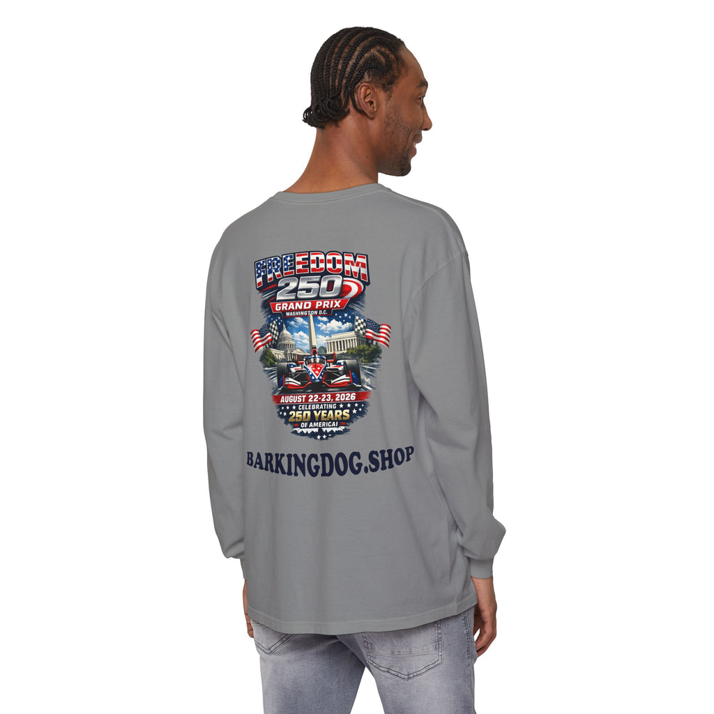 Freedom 250 Grand Prix Long Sleeve T-Shirt — "Wag On" Dog Rally Race Tee
