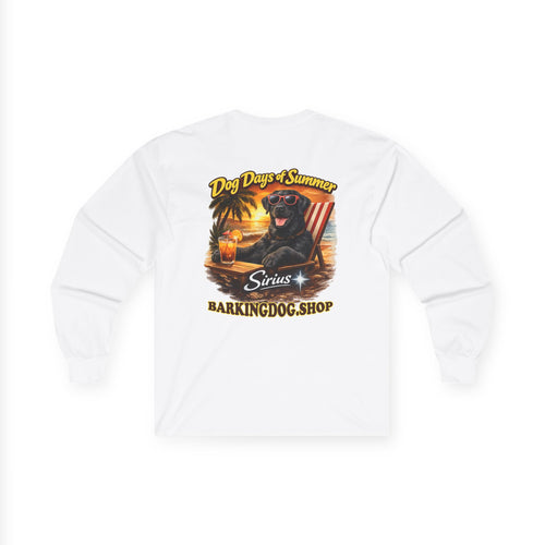 Black Labrador Dog Days of Summer Beach Chair Long Sleeve T Shirt Beach Collection Relaxing Dog Graphic Tee Wag On BarkingDog Shop