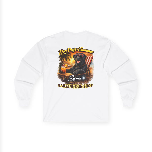 Black Labrador Dog Days of Summer Beach Chair Long Sleeve T Shirt Beach Collection Relaxing Dog Graphic Tee Wag On BarkingDog Shop