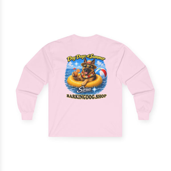 German Shepherd Dog Days of Summer Inner Tube Long Sleeve T Shirt Beach Collection Floating Dog Graphic Tee Wag On BarkingDog Shop