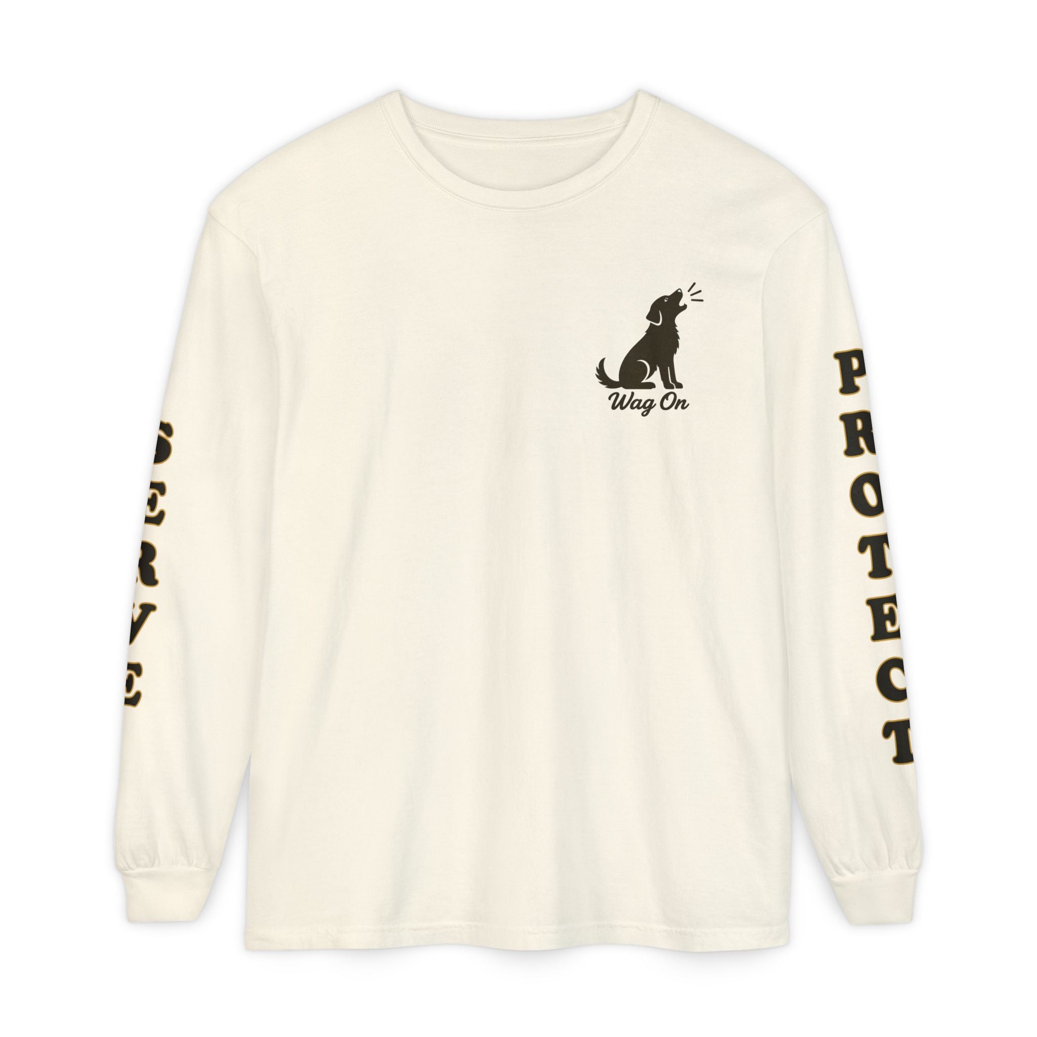 AH-64 Apache Helicopter Long Sleeve Tee — BarkingDog 'Wag On' Military Tribute