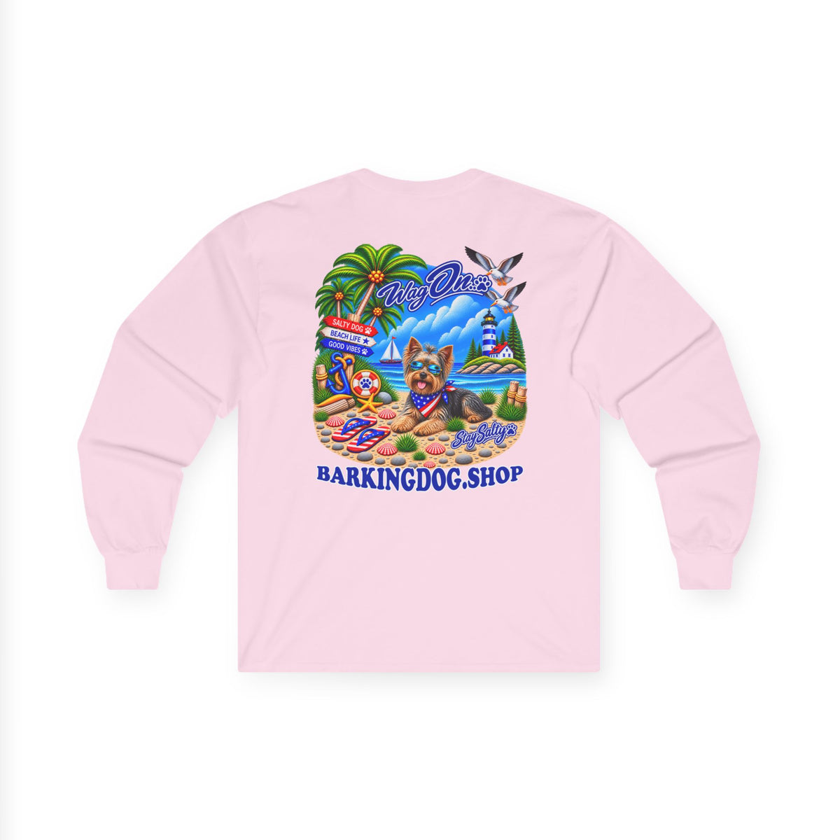 Golden Doodle Stay Salty Pup Long Sleeve T Shirt Beach Collection Coastal Dog Graphic Tee Wag On BarkingDog Shop