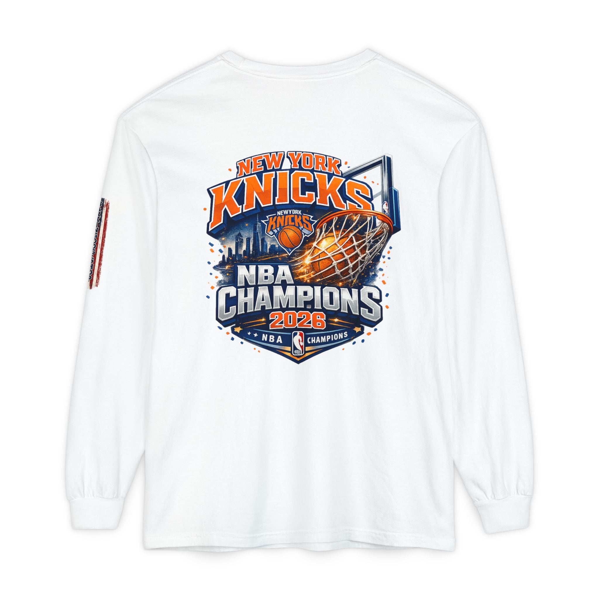 New York Knicks 2026 NBA Champions Long Sleeve T‑Shirt — 'Wag On' Dog Logo