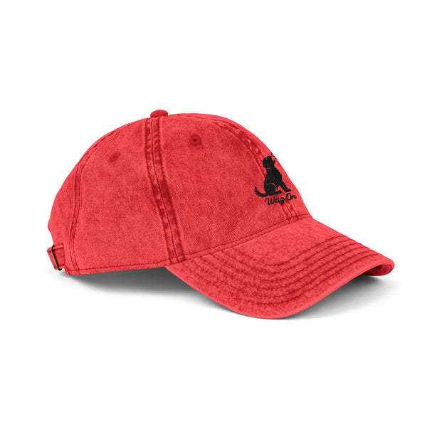 Embroidered Vintage Dog Cap - 'Wag On' Washed Baseball Hat