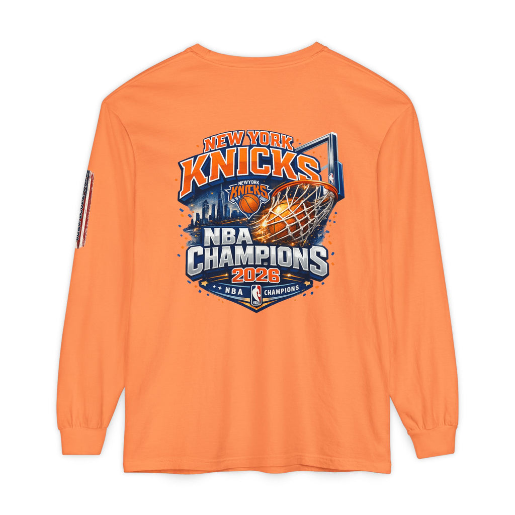 New York Knicks 2026 NBA Champions Long Sleeve T‑Shirt — 'Wag On' Dog Logo