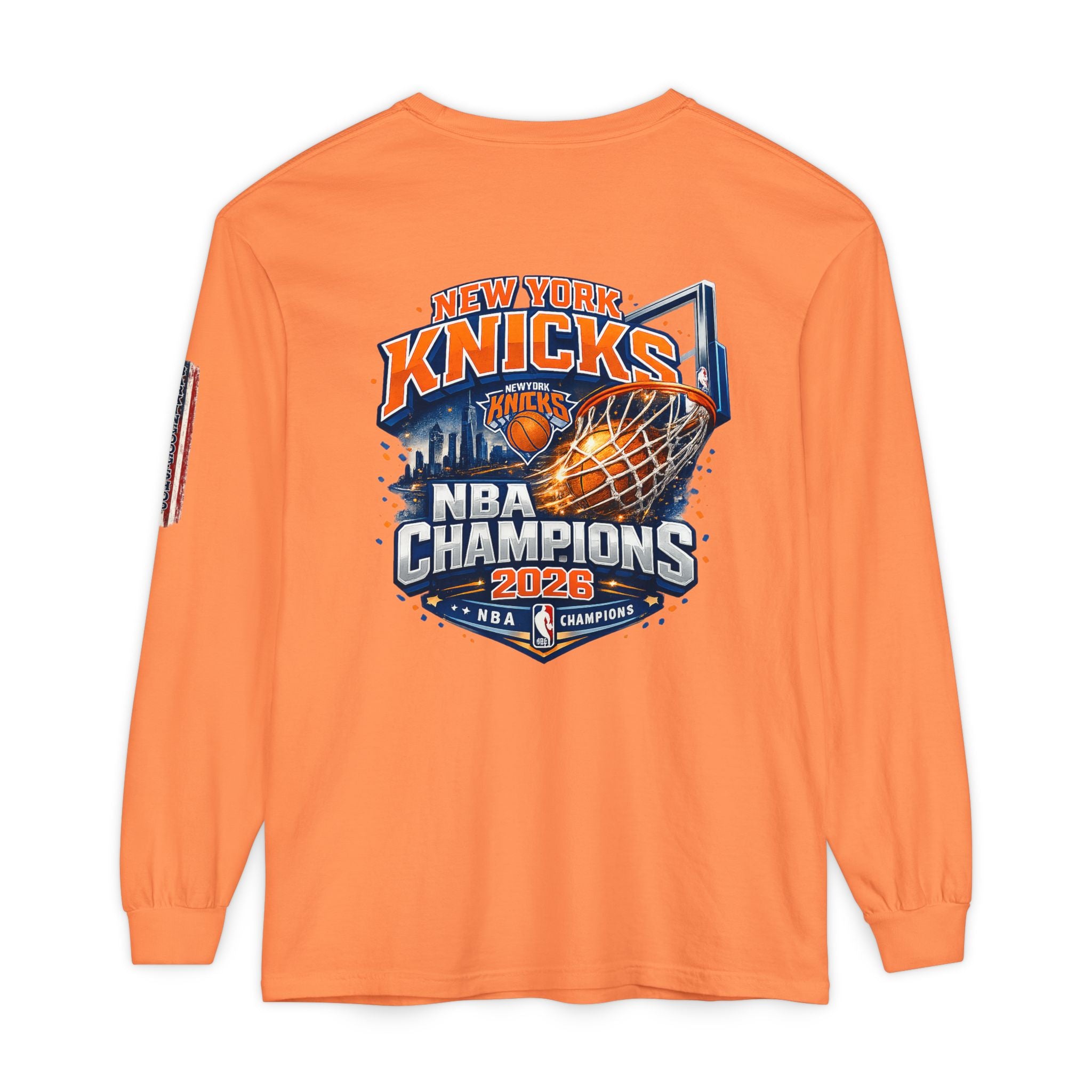 New York Knicks 2026 NBA Champions Long Sleeve T‑Shirt — 'Wag On' Dog Logo