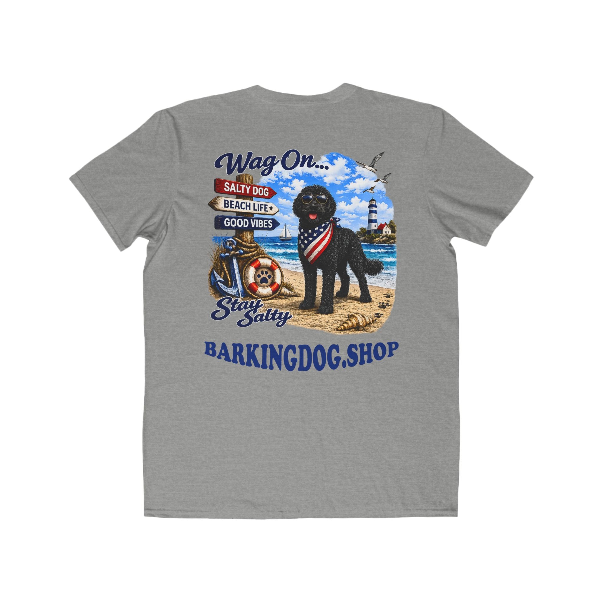 Black Bernedoodle T Shirt Stay Salty Beach Dog Lover Graphic Tee Wag On BarkingDog Shop