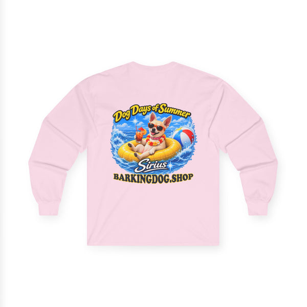 Chihuahua Dog Days of Summer Inner Tube Long Sleeve T Shirt Beach Collection Floating Dog Graphic Tee Wag On BarkingDog Shop