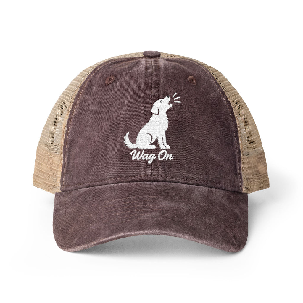 Women's Embroidered Wag On Washed Mesh-Back Cap