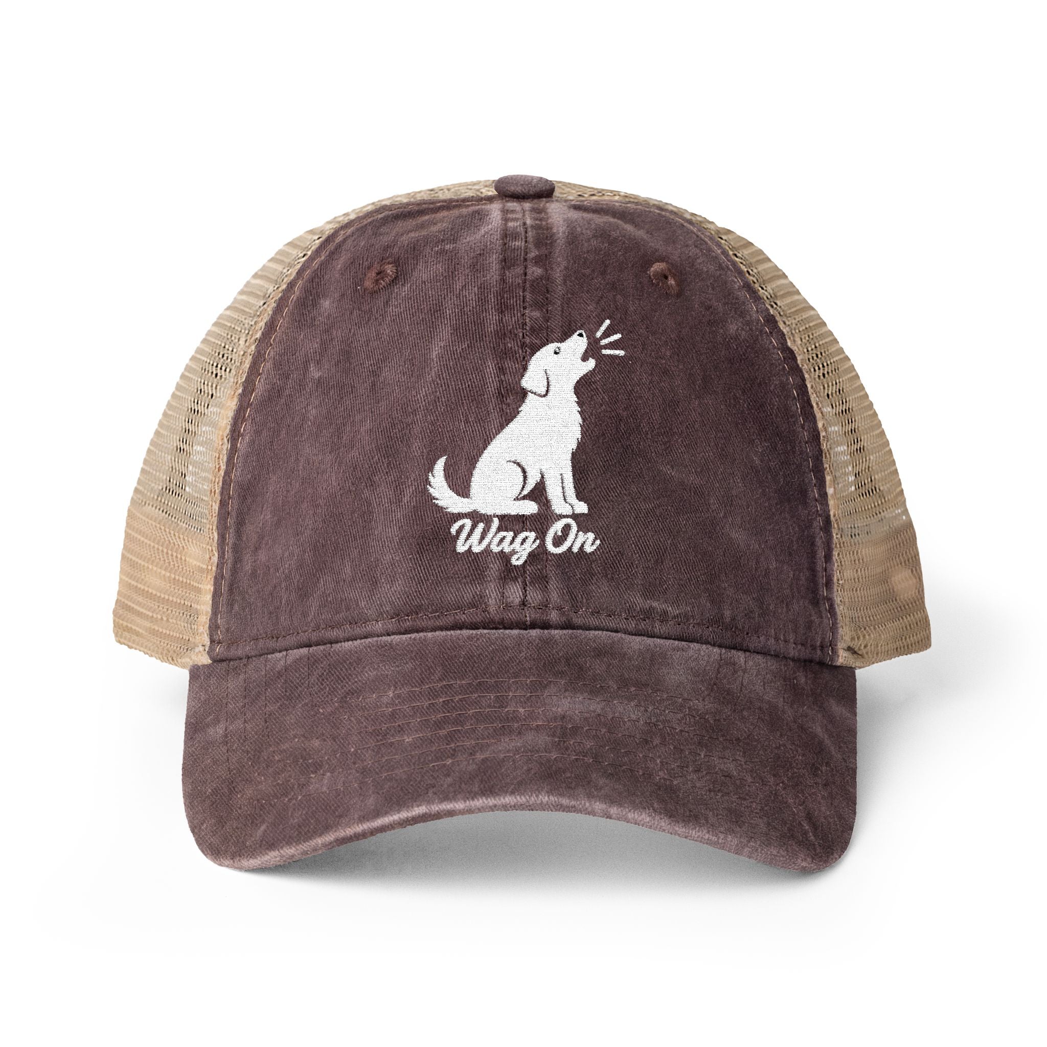 Women's Embroidered Wag On Washed Mesh-Back Cap