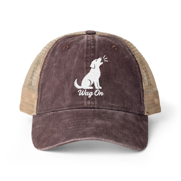 Women's Embroidered Wag On Washed Mesh-Back Cap