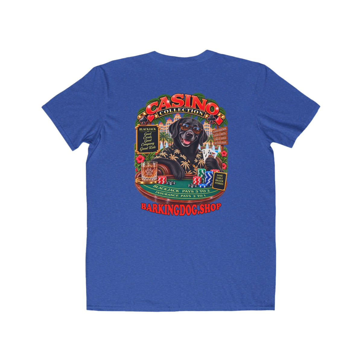 Black Labrador Blackjack T Shirt Casino Collection Funny Slot Machine Dog Graphic Tee Wag On BarkingDog Shop