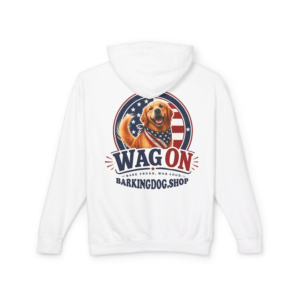 Wag On Dog Hoodie — Patriotic Golden Retriever Lightweight Pullover