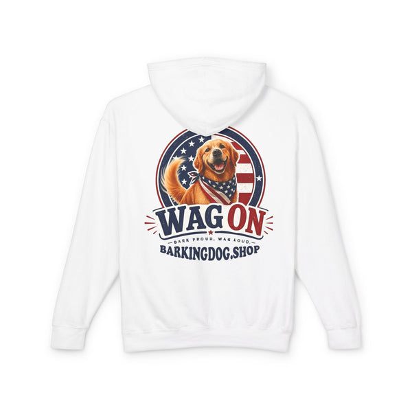Wag On Dog Hoodie — Patriotic Golden Retriever Lightweight Pullover