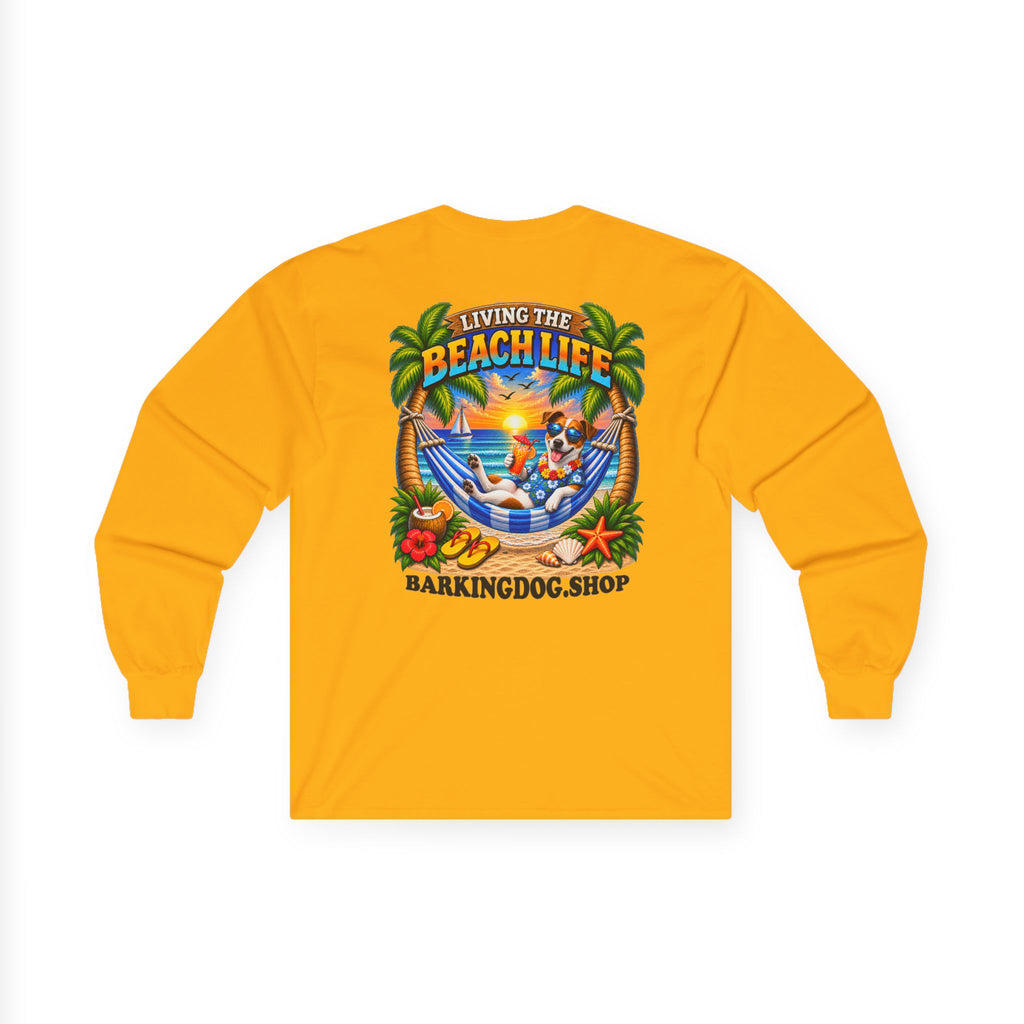 Copy of Chihuahua Beach Life Canine Long Sleeve T Shirt Beach Collection Hammock Tropical Dog Graphic Tee Wag On BarkingDog Shop